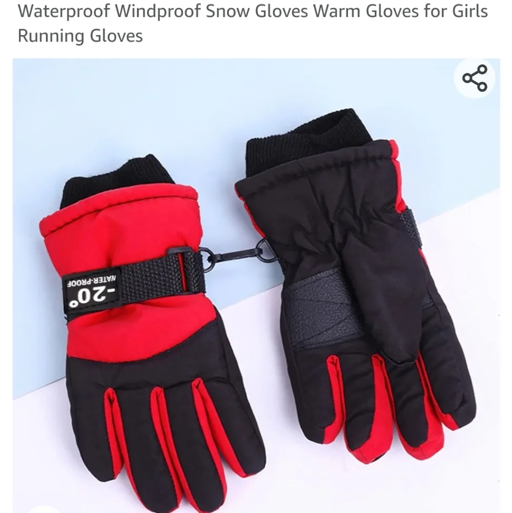 Winter work gloves for Boys red and black up to -20° waterproof, windp…